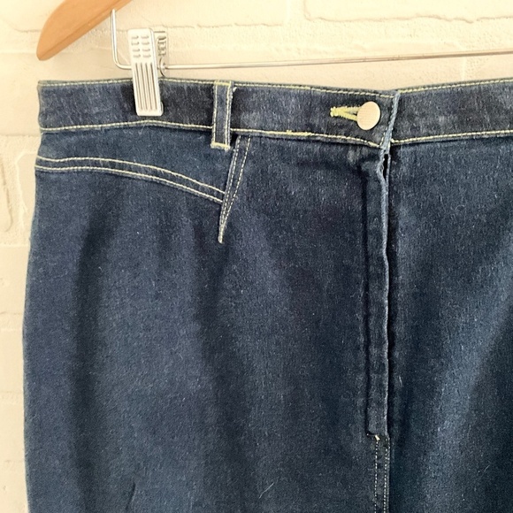Vintage 90s Y2K Maxi Denim skirt Grungy Dark Wash Pockets Cotton blend 14 Petite - Picture 8 of 11
